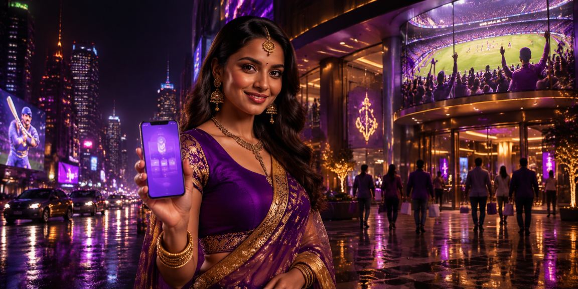 Young user betting on Aviator game with neon mobile interface in Mumbai