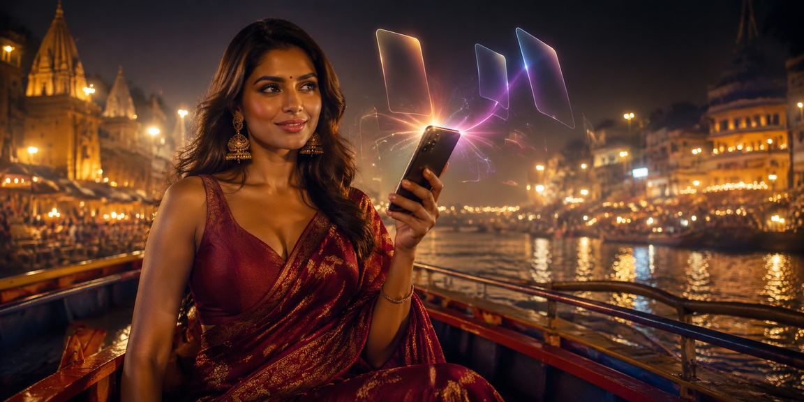 Indian user at Varanasi making easy mobile deposits with bonus offers